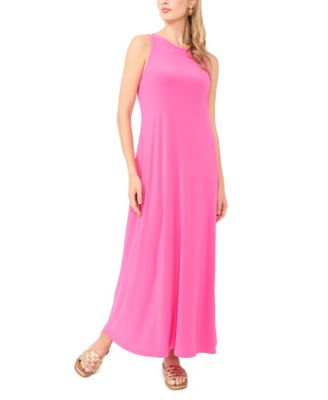 Women's Sleeveless Keyhole-Back Crewneck Maxi Dress