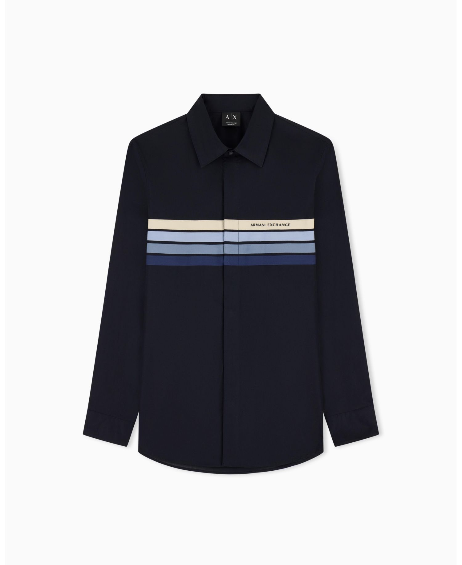 Men's 4 Stripes Long Sleeve Poplin Button Down Shirt