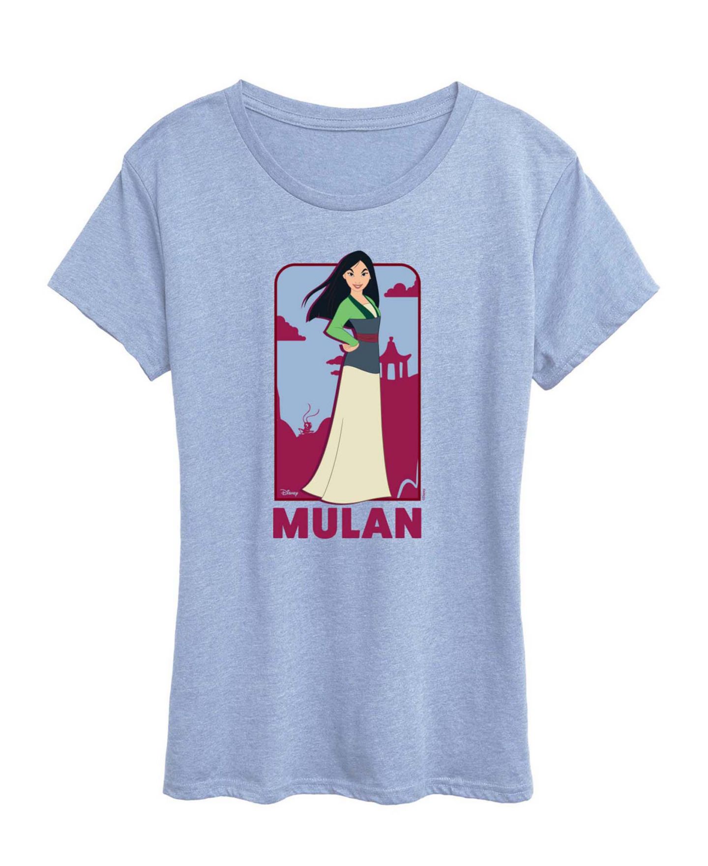 Женская футболка Hybrid Apparel Plus Size Disney Princess Mulan Graphic, цвет: Меланжевый шамбре синий — фото 1