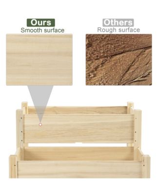 2-Tier Raised Garden Bed 34"x34"x28" Wood Planter Sd Plant Grow Box