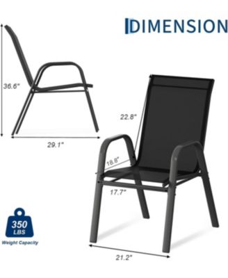 Patio Chairs Set of 6, Outdoor Stackable Dining Chairs with Textilene Fabric, All-Weather Deck Stacking Chairs with High Back for Backyard