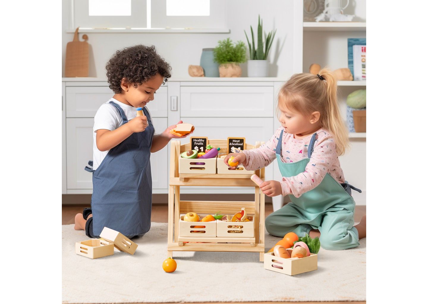 Детская игрушка Tiny Land 2-Tier Wooden Storage Rack, Ages 3+ — фото 3