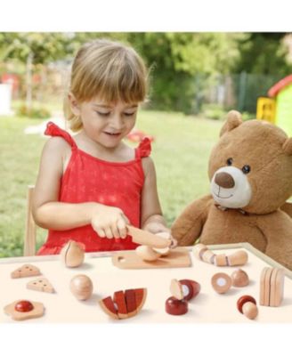 Play Kitchen Accessories – Play Food for Play Kitchen: Wooden Cut and Play Food Toys