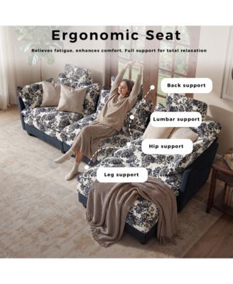 4-Piece L-Shaped Sectional Sofa with Ottoman, High Headrest Design