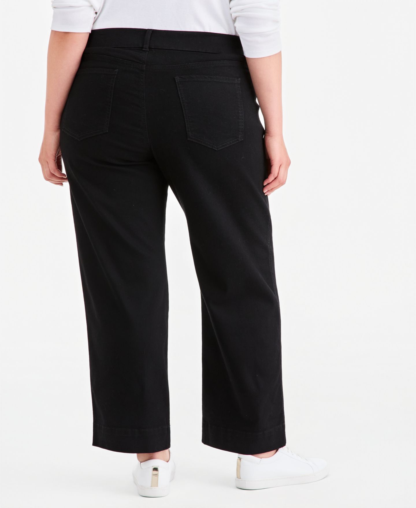 Женские джинсы Style & Co Plus Size Shaping Pull-On Wide-Leg, цвет: Чёрный — фото 2