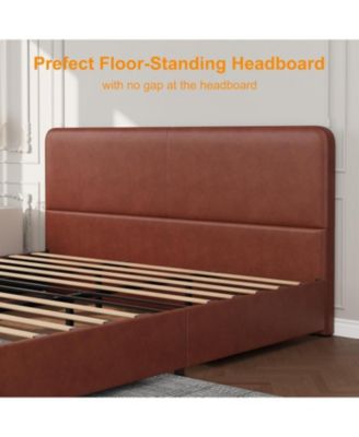 King Upholstered Platform Bed Frame with Headboard & Storage Drawers, Wood Slats Support, Noise Free