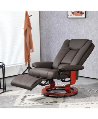 Manual Swivel Recliner Chair with PU Leather and Footrest