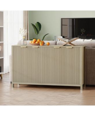 55" Fluted Buffet Cabinet with Storage, Modern 4-Door Accent Sideboard with Adjustable Shelf