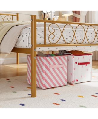 Twin XL Upholstered Platform Bed Frame with Headboard, Underbed Storage Space, Steel Slats Support,Easy Assembly