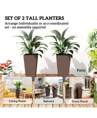 23" Tall Planters, Set of 2 Tape Outdoor Planters,