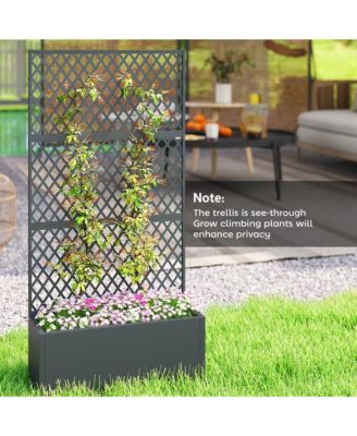 Metal Planter Box with Trellis, Diamond Lattice Privacy Planter