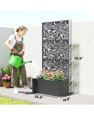 Metal Planter Box with Trellis, 71" Tall Privacy Planter