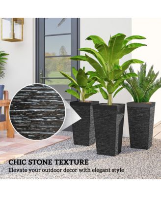 22.8 Inch Tall Planters, Set of 3 Plastic Flower Pots,
