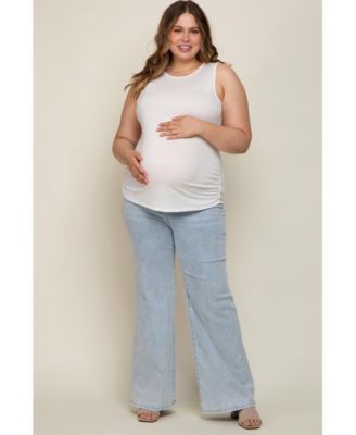 Plus Size Light Blue Basic Wide Leg Jeans