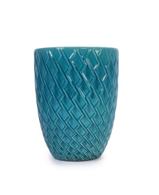 Large 17-Inch Handmade Ceramic Planter Pot,Breathable Teal Outdoor & Indoor Plant Pot for Fiddle Leaf Fig, Monstera, Trees