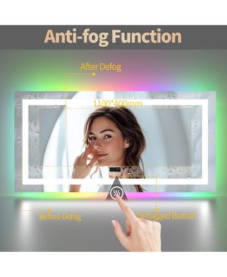 Smart LED Bathroom Mirror Vanity Mirrors With Bluetooth Speaker 11 Colors Dimmable RGB