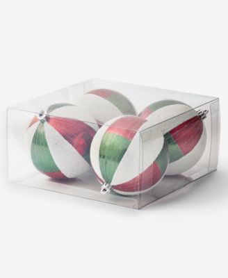 Heritage Shatterproof Red, Green & White Combo Ball Ornaments, Set of 4