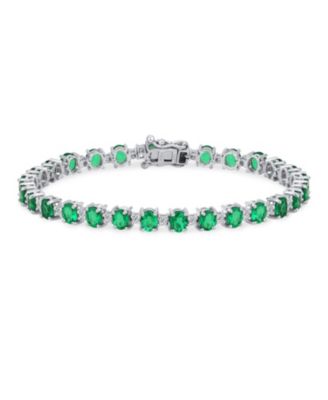 Alternating Oval Amethyst Round Zircon Tennis Bracelet Sterling