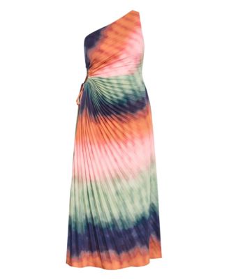Women's Aliza Sunset Ombre Print Pleat Maxi Dress