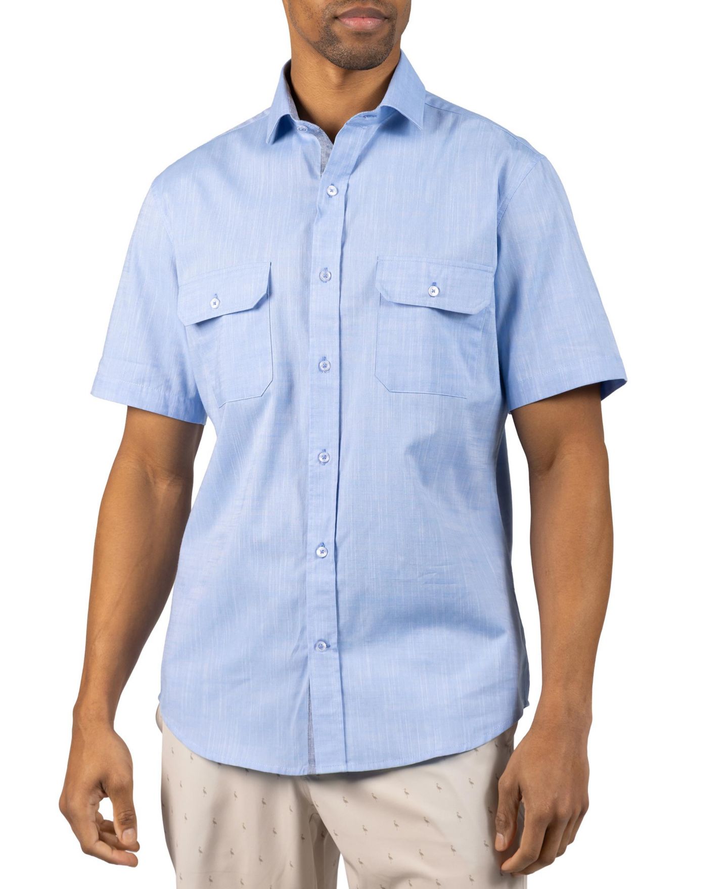 Мужская рубашка Tailorbyrd Signature Chambray Short Sleeve, цвет: Синий — фото 1