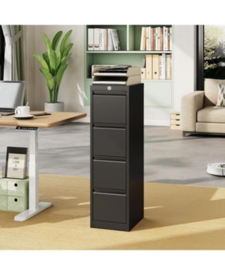 4 Drawer File Cabinet with Lock, Metal Filing Cabinets, Vertical Small Filing Cabinet Steel Lockable Storage Cabinets for Home Office