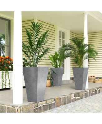 28" Tall Planters, Set of 3 Tape Outdoor Planters,