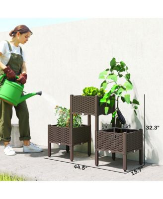 Plastic Raised Garden Bed with Legs, Self Watering Planter Boxes