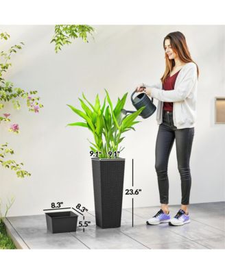 Set of 2 Tall Planters for Outdoor Plants