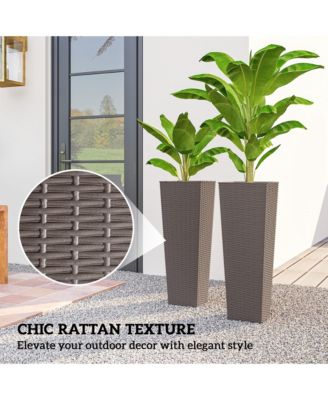 32 Inch Set of 2 Tall Planters for Outdoor Plants,