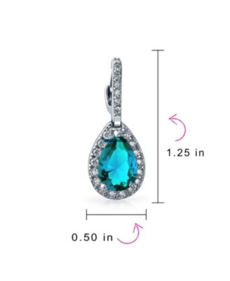 Classic 7CT Halo Cubic Zirconia CZ Large Teardrop Earrings Hinge Clip Closure