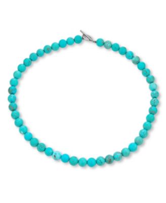 Semi-Precious Created Turquoise Stone 10MM Bead Ball Strand Necklace 16-18 Inch