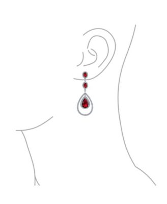 Cocktail Cubic Zirconia Double Halo Large Teardrop CZ Statement Chandelier Earrings