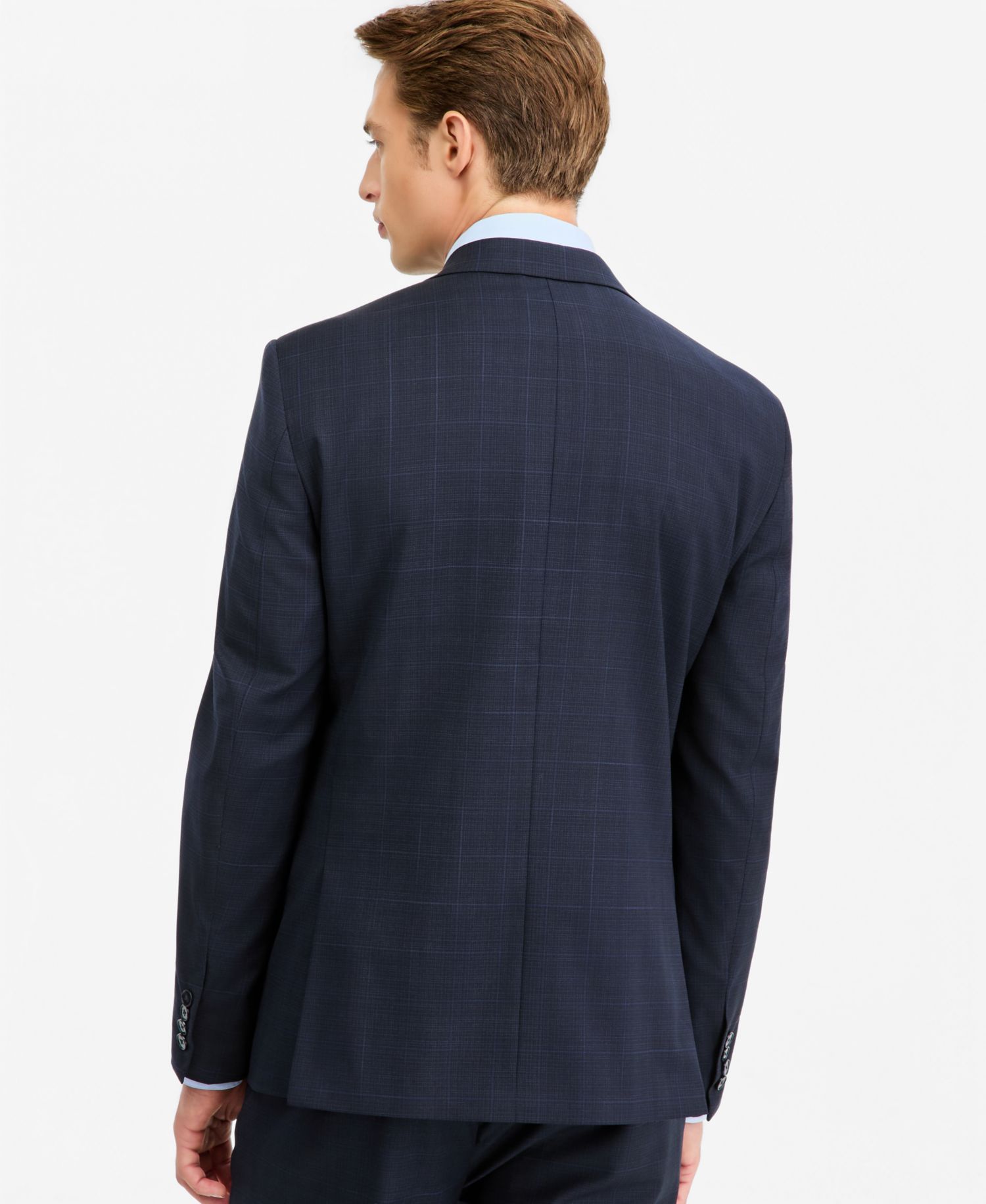 Men's Slim-Fit Wool-Blend Plaid Suit Jacket