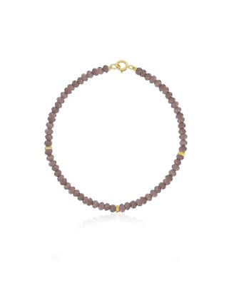 Smoky Quartz Bead Bracelet 14K Gold