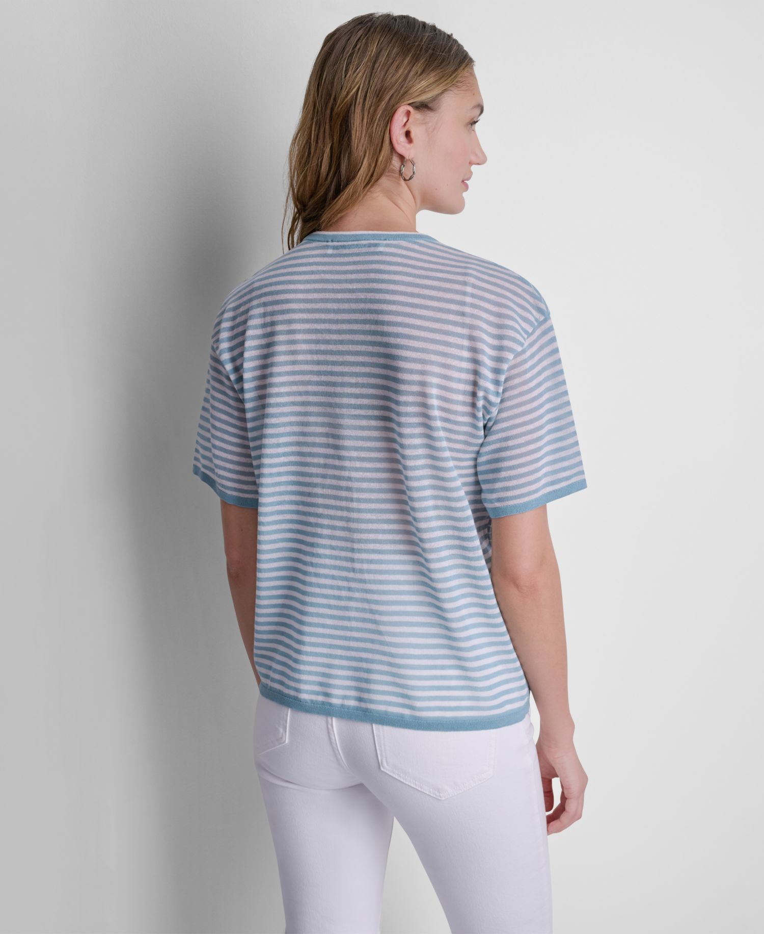 Women's Short-Sleeve Striped Sweater