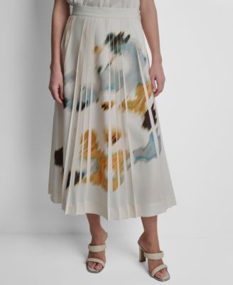 Women's Printed Pleated Everyday Stretch Skirt