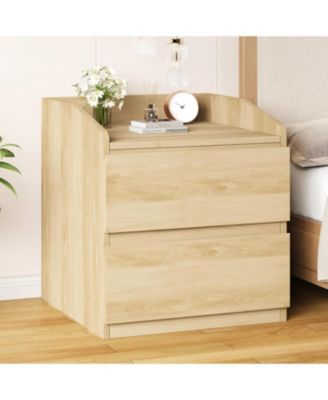Nightstand with Drawers - Bedside Table Wood End Table with Storage Modern Bed Side Table 2 Drawers Night Stand Wide End Table