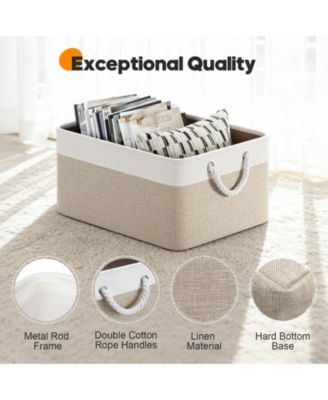 Fabric Storage Bins with Rope Handles Set of 4