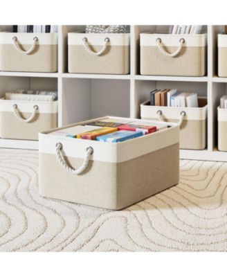 Fabric Storage Bins with Rope Handles Set of 4