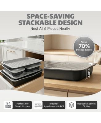 6-Piece Nonstick Stackable Nesting Bakeware Set