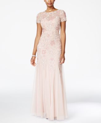 Adrianna Papell Floral-Beaded Gown 