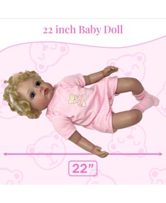 22 inch reborn baby doll with blond curly hair outfit/hairband