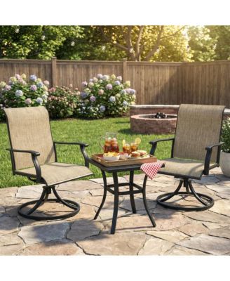 2-Piece Outdoor Swivel Dining Chairs, 360° Rotating with Ergonomic Armrests, Textilene All-Weather Patio Chairs