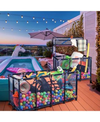 2 Pack Mesh Pool Storage Bin Rolling Cart Noodle Holder Organizer Large