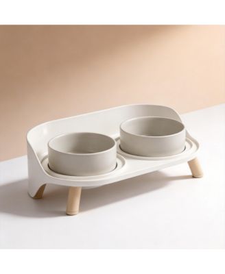 Elevated Ceramic Dog Bowl Set with Stand Splash Proof Raised Dishes for Food Water Ideal Small Medium Dogs