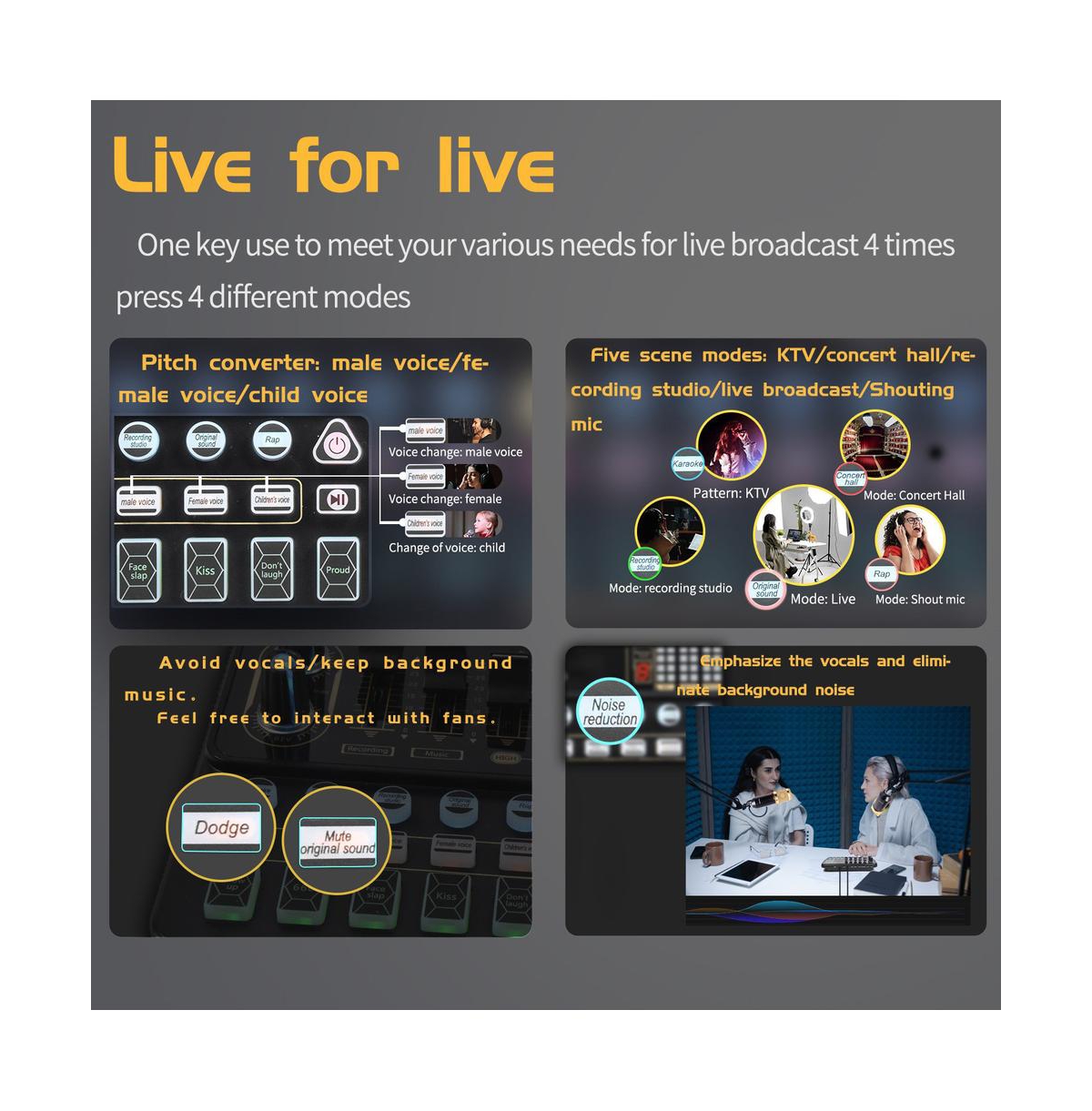 Artudatech Pro Sound Card Kit – Dual Mic Input, Otg & 30+ Sound Effects for Podcast & Live