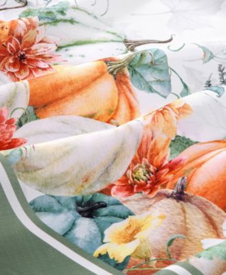 Pumpkin Harvest Vine Double Border Tablecloth, 60" x 84" Oval