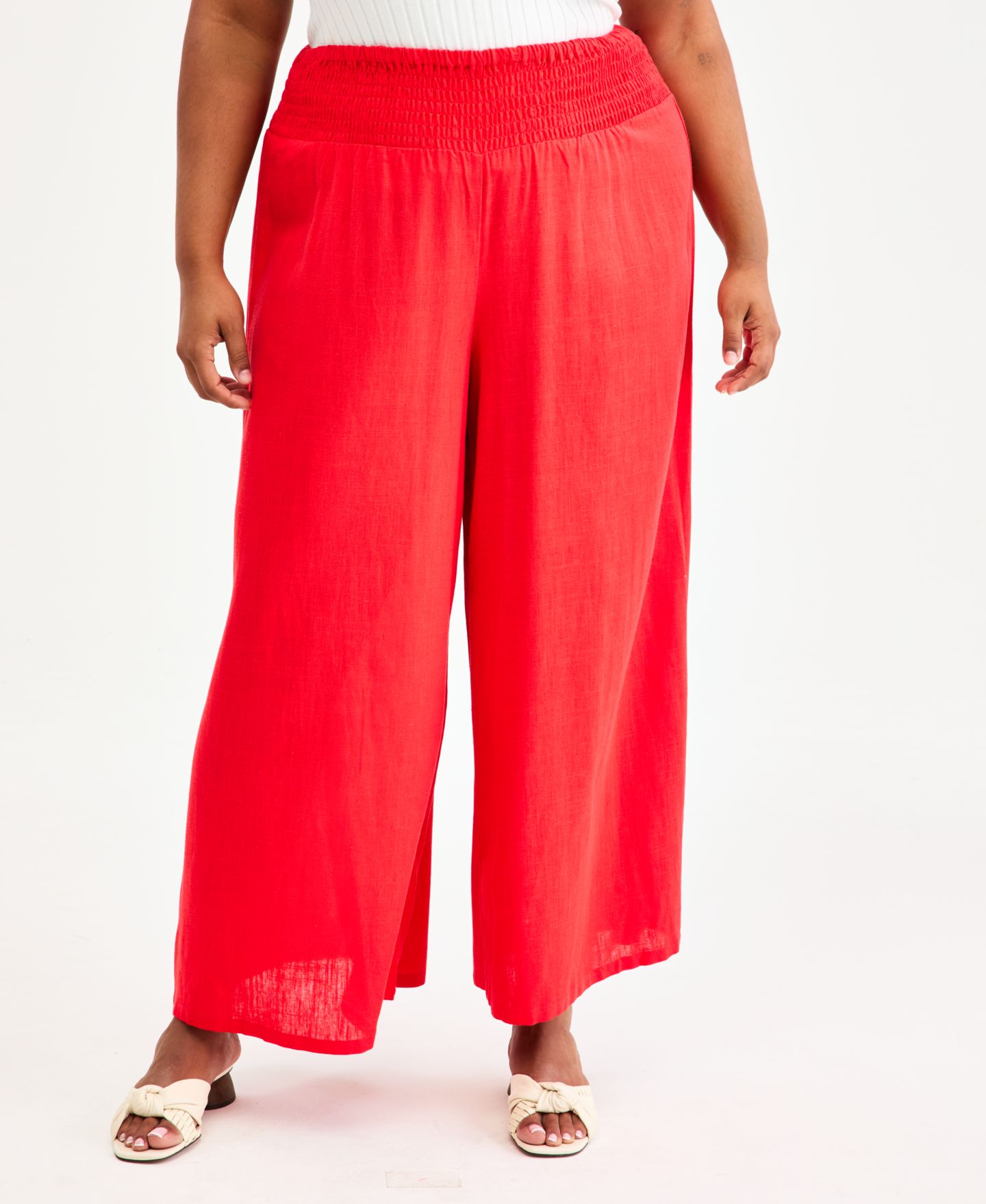 Женские брюки Vince Camuto Plus Size Cropped Wide-Leg, цвет: Красный — фото 2