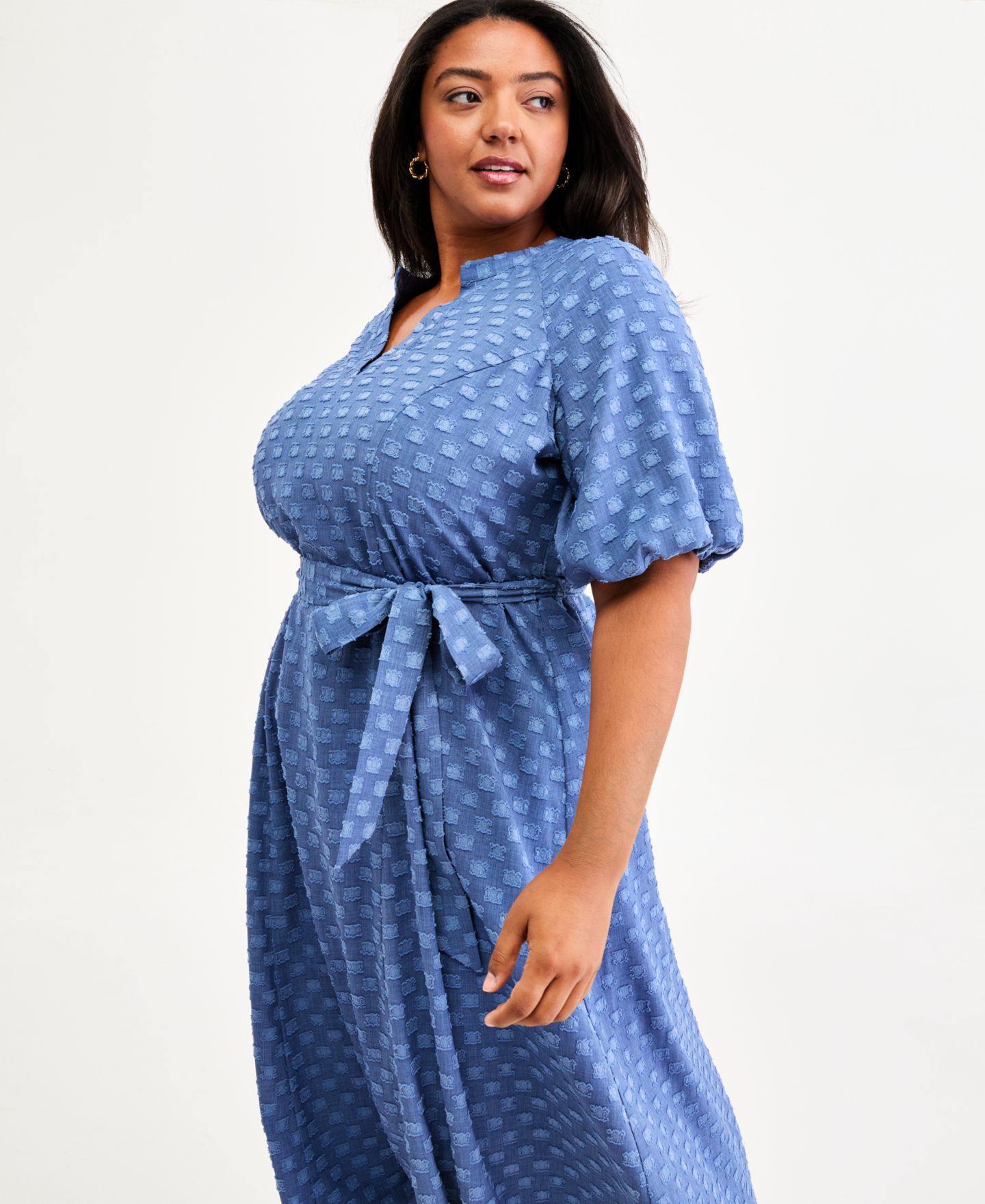 Женское платье Vince Camuto Plus Size Puff-Sleeve Midi, цвет: Индиго — фото 2