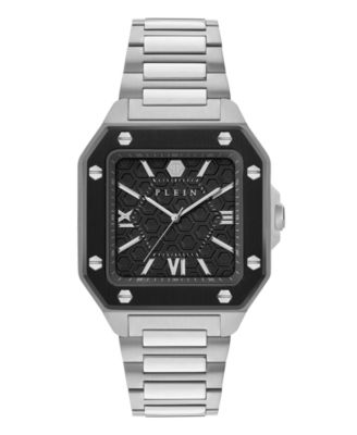 Men's Plein Edge Silver Stainless Steel Bracelet Watch, 42mm